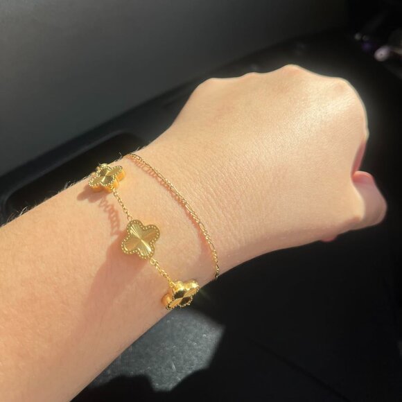 Neiman Marcus Luxury 18K Gold Plated Clover Bracelet